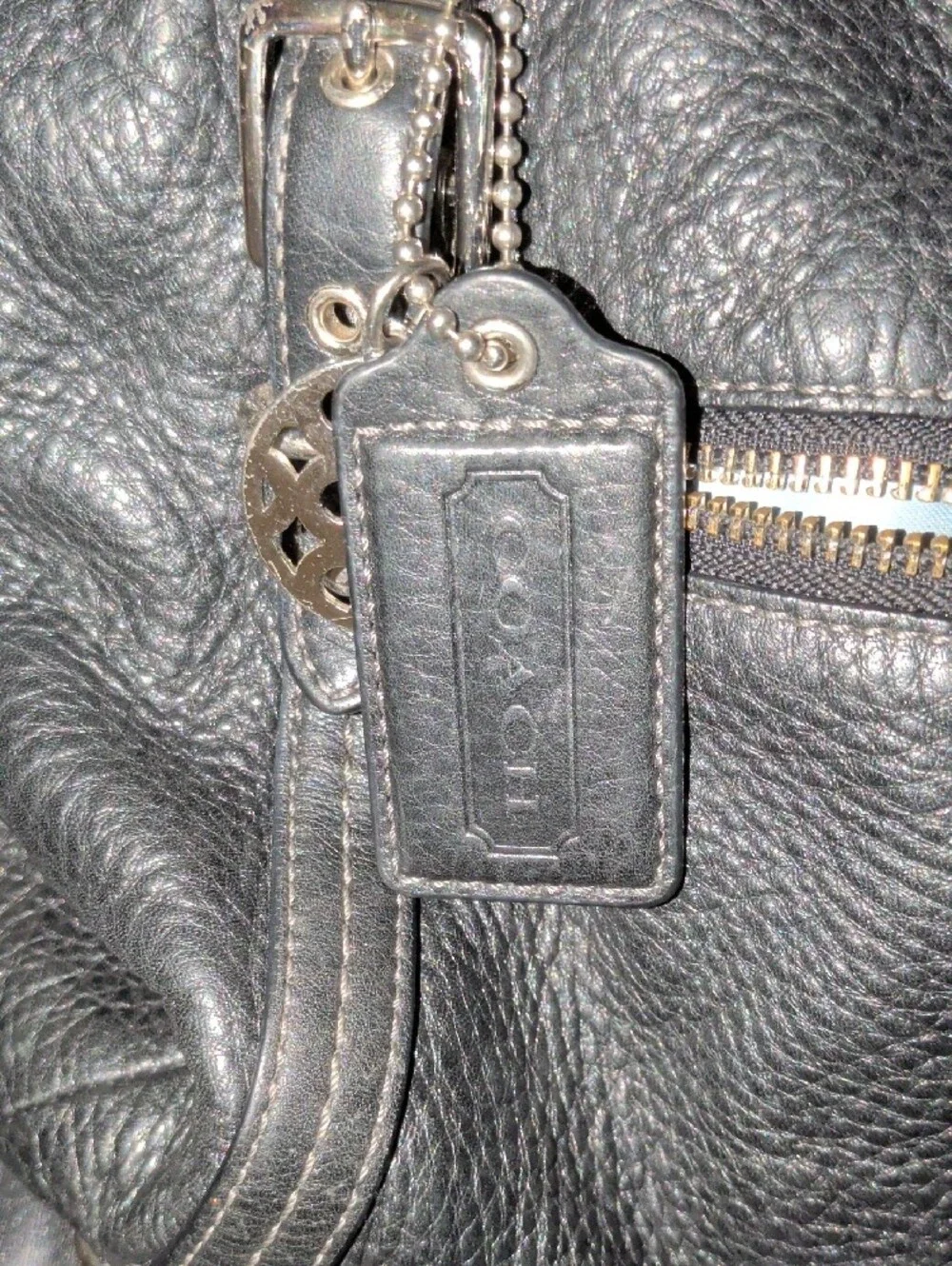 Coach Alexandra Black Pebbled Leather Tote/Crossbody bag with Silver Hardware